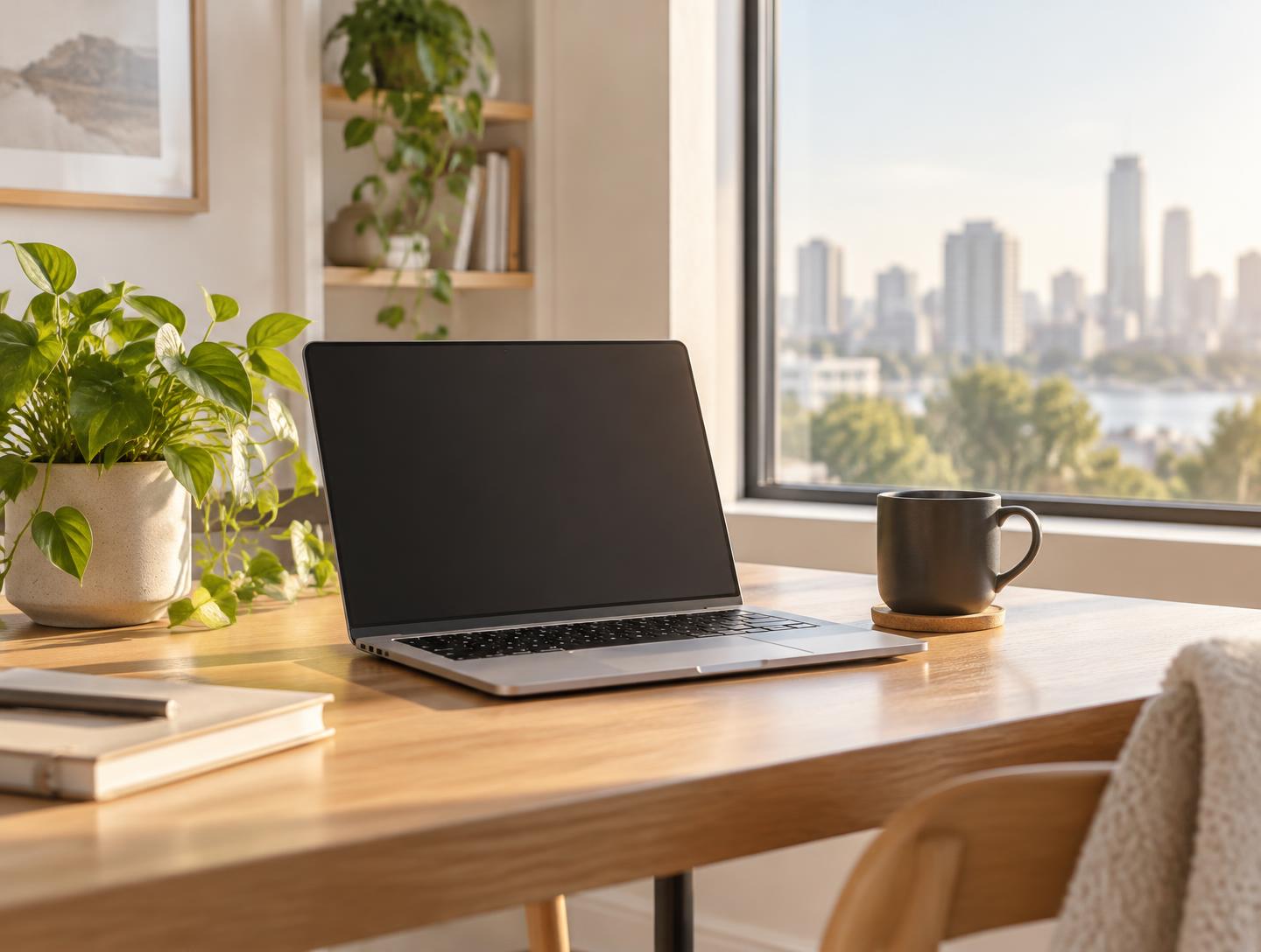 Laptop på ett träskrivbord i morgonljus – från idé till lanserad produkt